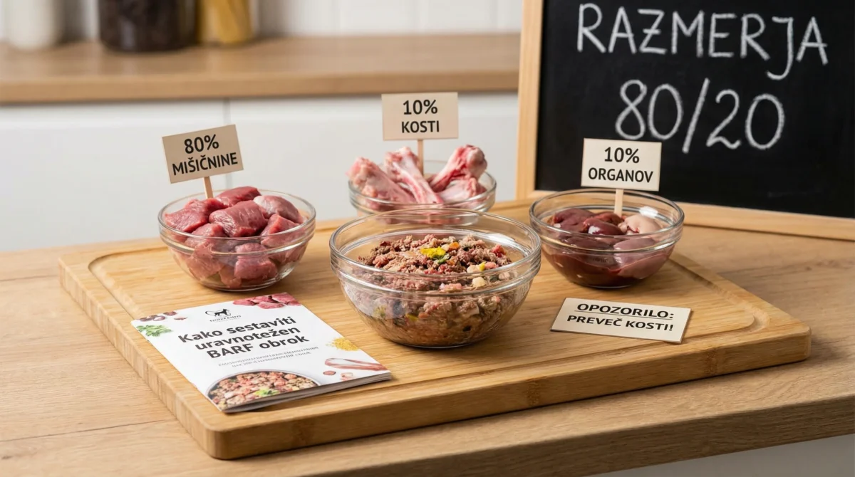 Kako sestaviti uravnotežen BARF obrok: 80/20 razmerja, kosti in organi brez napak 1 Kako sestaviti uravnotežen BARF obrok: 80/20 razmerja, kosti in organi brez napak